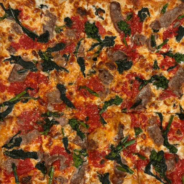 Broccoli Rabe Grandma Pizza.