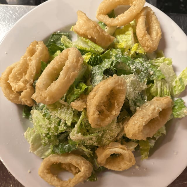 Crispy Calamari Caesar Salad.